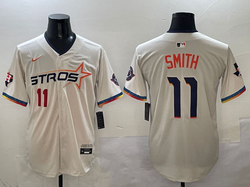 Men Houston Astros #11 Smith Cream Fourth generation Joint Name 2025 Nike MLB Jersey style 4153->houston astros->MLB Jersey